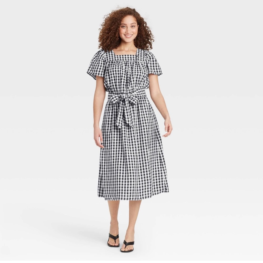 Gingham Midi Dress